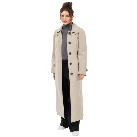 NEW London Fog Womens Maxi Trench Coat! 24W  Tan  Removable Lining  MISSING BELT - Picture 1 of 5